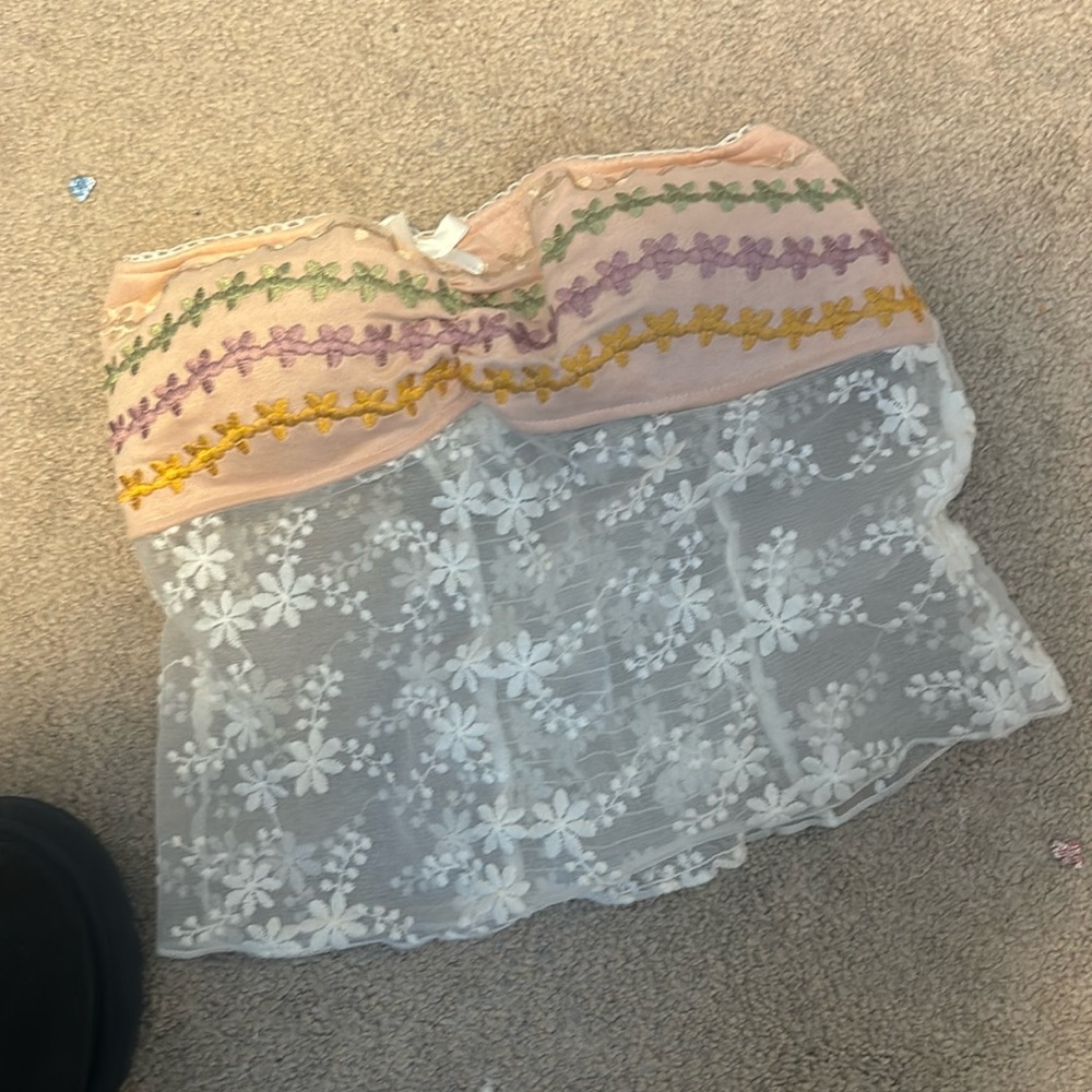 FLORAL CROP TOP STRAPLESS